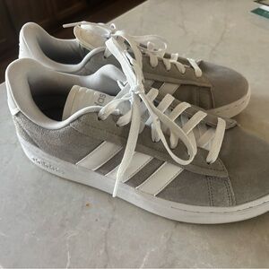 Adidas Gray and White Suede Sneakers